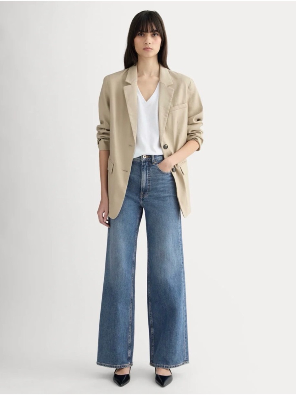 Everlane The Way High Sailor Jean Wide Leg High Rise Jeans in Blue 23R & 30R NWT